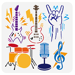 PET Hollow Out Drawing Painting Stencils, for DIY Scrapbook, Photo Album, Musical Instruments Pattern, 30x30cm(DIY-WH0391-0509)