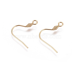 304 Stainless Steel Earring Hooks, with Horizontal Loop, Real 18K Gold Plated, 21mm, Hole: 2mm, 20 Gauge, Pin: 0.8mm(STAS-E464-07G-01)