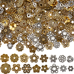 320Pcs 16 Styles Tibetan Style Bead Caps, Lead Free & Cadmium Free, Flower, Mixed Color, 8~13mm, Hole: 1~3mm, 20pcs/style(TIBE-SC0002-15)