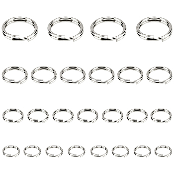 304 Stainless Steel Split Rings, Double Loops Jump Rings, Stainless Steel Color, 4.5~8x1mm, Inner Diameter: 3.5~7mm, 800pcs/box
