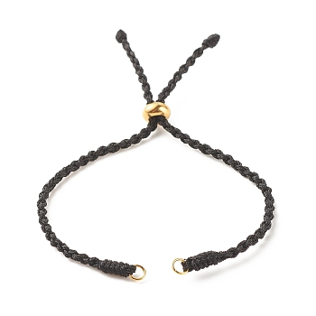 Braided Polyester Cord Bracelet, with 201 Stainless Steel Beads, for Slider Bracelets Making, Golden, 10 inch(25.5cm), 2.5~4mm