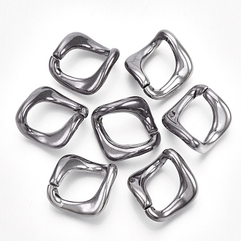 UV Plating ABS Plastic Linking Rings, Quick Link Connectors, For Curb Chains Making, Unwelded, Twist, Gunmetal, 26x25x14mm, Hole: 22x14mm