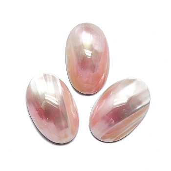Natural Shell Cabochons, Oval, Pink, 26x16~17x5~7mm