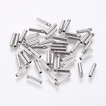 304 Stainless Steel Cord Ends, End Caps, Column, Stainless Steel Color, 7x1.6mm, Hole: 0.8mm, Inner Diameter: 1mm
