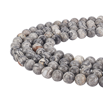 CHGCRAFT 4 Strands Natural Map Stone/Picasso Stone/Picasso Jasper Beads Strands, Round, 10mm, Hole: 1mm, about 39pcs/strand, 15.5 inch