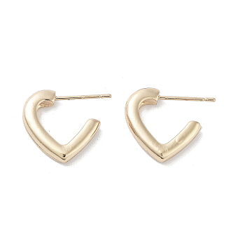 Half Heart Alloy Studs Earrings for Women, with 304 Stainless Steel Pins, Light Gold, 14x3mm