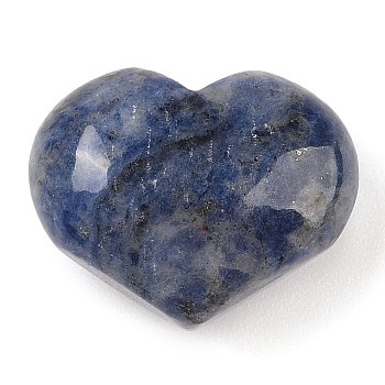 Natural Sodalite Love Heart Stone, Pocket Palm Stone for Reiki Balancing, 20x25~26x12~13mm