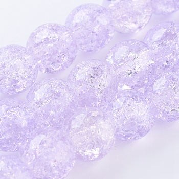 Two Tone Crackle Glass Bead Strands, Round, Lilac, 8~8.5mm, Hole: 1mm, about 50~52pcs/strand, 14.9 inch~15.7 inch(38~40cm)