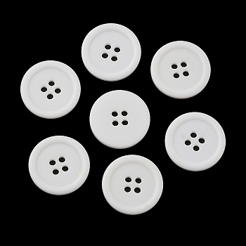 Resin Buttons, Dyed, Flat Round, White, 22x3mm, Hole: 2mm, 195pcs/bag