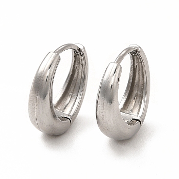 316 Stainless Steel Hoop Earrings for Women, Stainless Steel Color, 15x14x5mm, Pin: 1mm