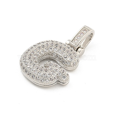 Brass Micro Pave Clear Cubic Zirconia Pendants(KK-B099-01P-G)-2