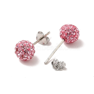Sexy Valentines Day Gifts for Her 925 Sterling Silver Austrian Crystal Rhinestone Ball Stud Earrings(Q286J111)-2