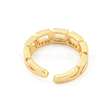 Chain Brass Micro Pave Clear Cubic Zirconia Open Cuff Rings(RJEW-G309-15G)-3