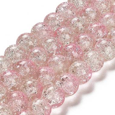 10mm Pink Round Crackle Glass Beads