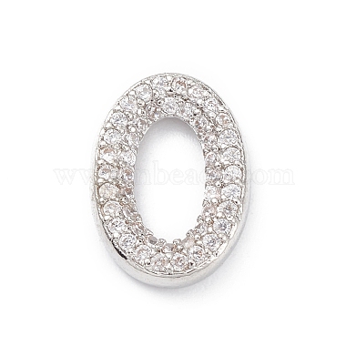 Platinum Clear Oval Brass+Cubic Zirconia Linking Rings