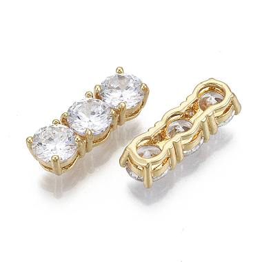 Real 18K Gold Plated Clear Rectangle Brass+Cubic Zirconia Multi-Strand Links