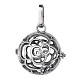 Brass Hollow Round with Rose Cage Pendants(KK-E662-20AS-NR)-1