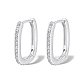 Elegant Sterling Silver Oval Hoop Earrings(YG3639-2)-1