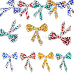 8Pcs 4 Colors Polyester Cloth Patches, Hotfix Rhinestone Iron on Patches, Stick On Patch, Costume Accessories, Appliques, Bowknot, Mixed Color, 100x80mm, 2pcs/color(PATC-TA0001-31)