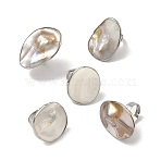 Adjustable Freshwater Shell Finger Rings, Nuggets, Brass Rings, Platinum, 18mm(RJEW-XCP0001-06)