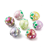 UV Plating Rainbow Iridescent Acrylic Beads, Hand Drawn Beads, Strawberry, Mixed Color, 17x16mm, Hole: 2.6mm(X-PACR-C009-01)