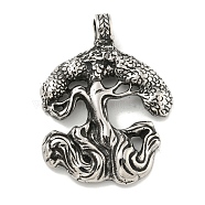 316 Surgical Stainless Steel Pendants, Tree Charm, Antique Silver, 42.5x32x8mm, Hole: 5.2mm(STAS-E212-117AS)