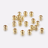 Brass Spacer Beads, Seamless, Round, Golden, 3mm, Hole: 1~1.2mm, about 400pcs/20g(X-J0K2F012)