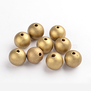 Natural Wood Beads, Macrame Beads Large Hole, Lead Free, Dyed, Round, Gold, 24~25mm, Hole: 5mm(TB25MMY-12)