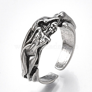 Alloy Cuff Finger Rings, Wide Band Rings, Human, Antique Silver, Size 9, 19mm(RJEW-T006-60)