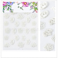 5D Flower/Leaf Watermark Slider Art Stickers, for DIY Nail Decals Design Manicure Decor, Creamy White, 8.2x6.4cm(MRMJ-S008-084K)
