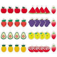 36Pcs 9 Style Translucent Acrylic Pendants, Double-Faced Printed, Fruit Mixed Shapes, Mixed Color, 18~29.5x16.5~26.5x2mm, Hole: 2mm, 4pcs/style(TACR-SZ0001-16)