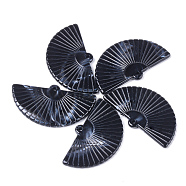 Acrylic Pendants, Imitation Gemstone Style, Fan, Black, 28x49x3mm, Hole: 2mm, about 166pcs/500g(OACR-T008-09H)