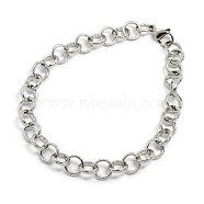 Fashionable 304 Stainless Steel Engraved Bubbles Cable Chain Bracelets, with Lobster Claw Clasps, Stainless Steel Color, 8-1/8 inch(205mm), 8mm(STAS-A028-B087P)