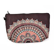 Polyester Tarp Zip Cosmetic Pouches, Rectangle with Flower Pattern, Sienna, 14.4x21.7x2.1cm(ABAG-G010-04F)