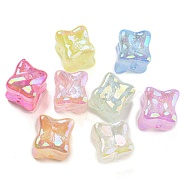 UV Plating Acrylic Beads, Glitter Beads, Glow in the Dark, Iridescent Ice Cube, Mixed Color, 17x16x14mm, Hole: 2.2mm(MACR-D024-16)