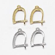 Brass Micro Pave AAA Cubic Zirconia Ear Harp Hoop Earring Findings,  with Latch Back Closure, Cadmium Free & Nickel Free & Lead Free, Mixed Color, 19x12.5x2mm, Hole: 1.5mm, pin: 1mm(KK-F699-04-NR)