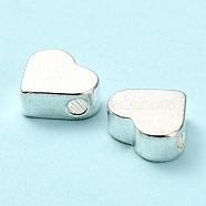 Brass Beads, Heart, Silver Color Plated, 8x3mm, Hole: 1.8mm(X-PJ-TAC0001-28B-S)