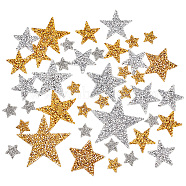 Elite 42Pcs 10 Style Star Glitter Hotfix Rhinestone, Iron on Patches, Dress Shoes Garment Decoration, Mixed Color, 21~74x22~78x2~2.5mm(FIND-PH0017-02)