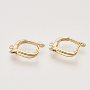 Brass Hoop Earring Findings with Latch Back Closure, Nickel Free, with Horizontal Loop, Real 18K Gold Plated, 17x4x12.5mm, Hole: 1.2mm, Pin: 1mm(KK-T048-031G-NF)
