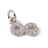 Brass Micro Pave Cubic Zirconia Charms, with Jump Rings, Infinity Charm, Platinum, 7x10x1.5mm, Hole: 2.7mm(ZIRC-F132-75P)