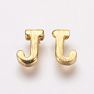 Brass Charms, Real 18K Gold Plated, Letter.J, 6x3x2mm, Hole: 1mm(KK-P081-J)