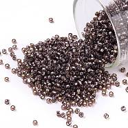 TOHO Round Seed Beads, Japanese Seed Beads, (2114) Silver Lined Milky Nutmeg, 15/0, 1.5mm, Hole: 0.7mm, about 3000pcs/bottle, 10g/bottle(SEED-JPTR15-2114)