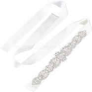 Fingerinspire Crystal Rhinestone Wedding Dress Belt, Flower Bridal Belt, White, 110-1/4 inch(280cm)(DIY-FG0002-48)
