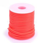 Hollow Pipe PVC Tubular Synthetic Rubber Cord, Wrapped Around White Plastic Spool, Orange Red, 2mm, Hole: 1mm, about 54.68 yards(50m)/roll(RCOR-R007-2mm-04)