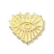 Brass Charms, Heart with Eye, Golden, 14x15x1.5mm, Hole: 0.8mm(KK-G423-15G)