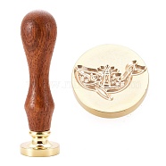 Brass Wax Sealing Stamp, with Rosewood Handle for Post Decoration DIY Card Making, Whale Pattern, 89.5x25.5mm(AJEW-F047-A30)