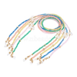Eyeglasses Chains, Neck Strap for Eyeglasses, with Transparent Acrylic Beads, Brass Beads and Rubber Loop Ends, Butterfly, Mixed Color, 27.16 inch(69cm)(AJEW-EH00330)