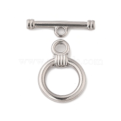 304 Stainless Steel Toggle Clasps, Ring, Stainless Steel Color, ring: 23x16.5x3mm, bar: 6x24x2mm, Hole: 3.5mm(STAS-B081-01P)