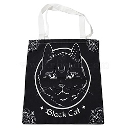 Canvas Tote Bags, Reusable Polycotton Canvas Bags, for Shopping, Crafts, Gifts, Cat Shape, 59cm(ABAG-M005-02A)