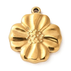 304 Stainless Steel Pendants, Golden, Flower, 21.5x19x3mm, Hole: 1.5mm(STAS-F298-02)